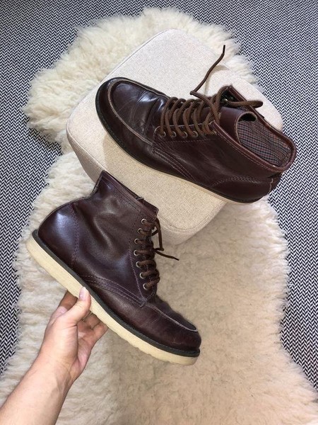 Men Ben Sherman Boots Burgundy Leather 42.5