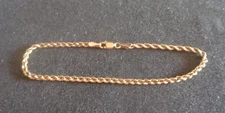 Solid 14K Gold Rope Bracelet ~ 7.50"