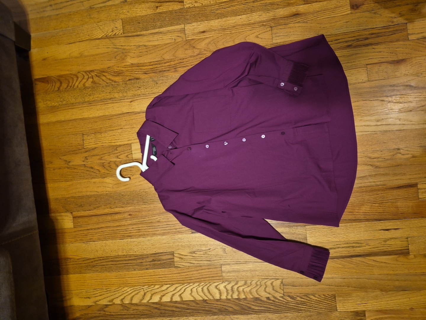 Attitudes by Renee Woven Button Front Shirt w/ Pleated Cuffs Size Petite Medium
