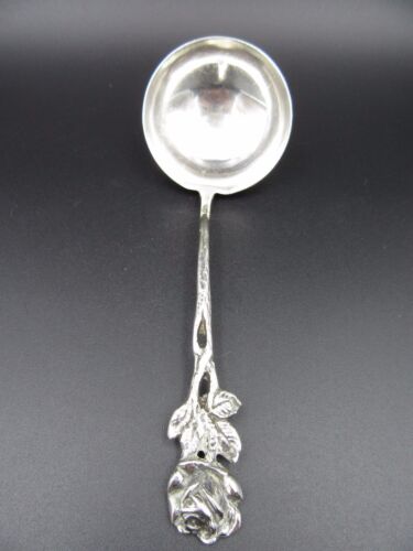 M3 ⭐⭐ Rose Design Cream Spoon 800 Silver Art Nouveau ☾♔ ⭐⭐ - Picture 1 of 5
