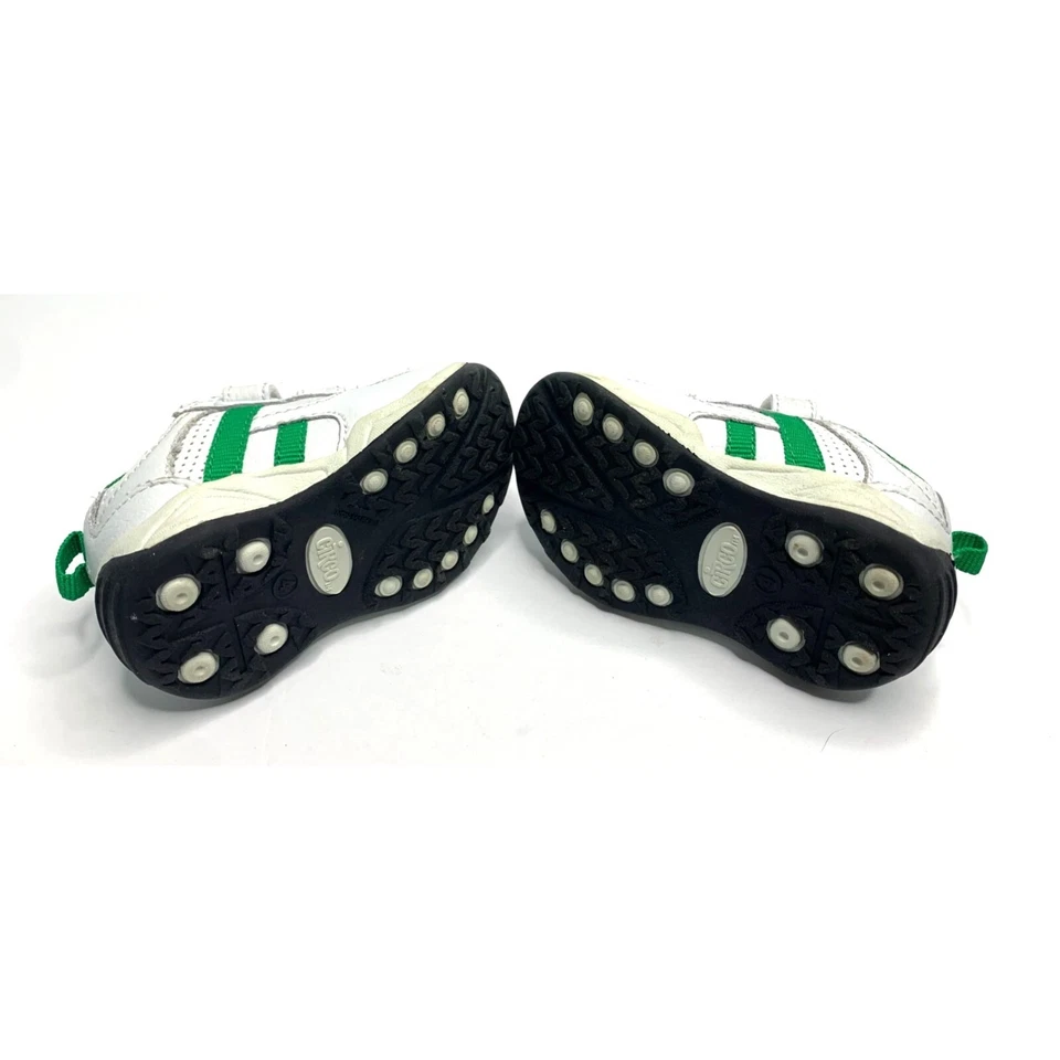 Circo Niños Infante Bebé Talla 4 Imitación Cuero Blanco Verde Zapatilla Zapatos Gancho y Lo Foto 4 de 4