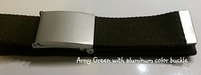 Aluminum color buckle Canvas Fabric Webbing belt Military Army Green US Seller