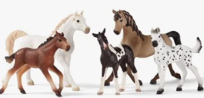 Schleich 5 Pc HORSE BUNDLE Pinto Mustang Arab Mare Pintabian Knabstrupper NEW