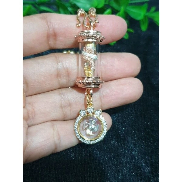 Collar Takrud Naga Turbina Colgante Oro Rosa Joyería Dragón Buda Tailandés Amuleto Foto 2 de 4