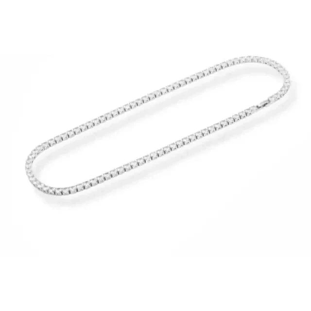 Colar de tênis 20 quilates corte redondo criado em laboratório diamante 4 mm folheado a ouro branco 14k 18" - Imagem 2 de 4