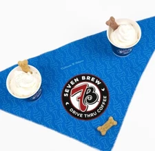 7 BREW COFFEE DOG BANDANA HANKERCHIEF BLONDE NOVELTY ADVERTISING LIMITED ED. 