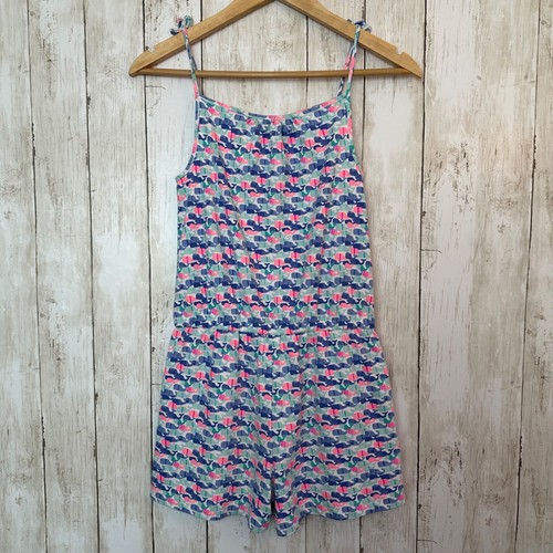 Vineyard Vines Girls Size XL Blue Pink Whale Pima Cotton Romper Pockets Preppy - Picture 18 of 19