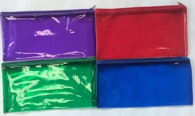 4 PCS 4-Color Pencil Pen Case Zipper Pouch Cosmetic Bag Waterproof (1413)