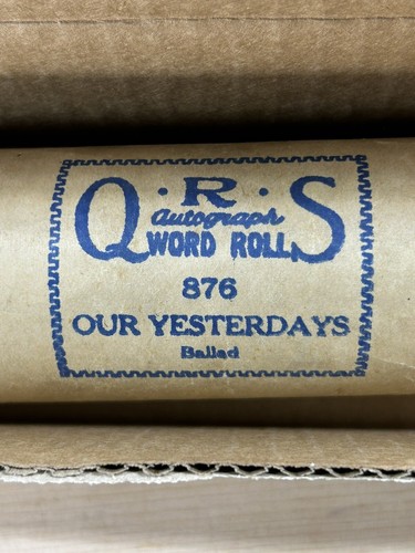 Vintage QRS Piano Roll #876 - Our Yesterdays - Ballad - Lee S. Roberts - New Box - Afbeelding 1 van 4