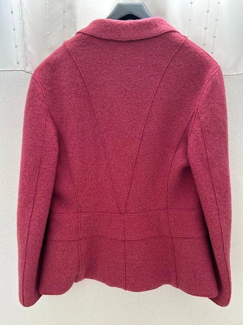 Giacca sartoriale donna CHANEL rosa bottoni tasca logo orlo catena originale taglia 36