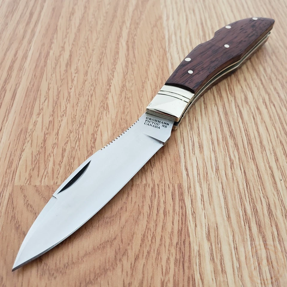 Grohmann Mini Russell Folding Knife 3.13" Carbon Steel Blade Rosewood Handle - Image 2 of 4