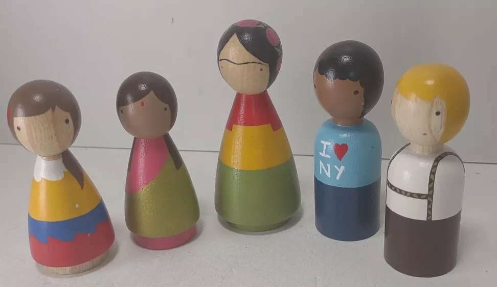 Goose Grease Peg Dolls Lot Of 5