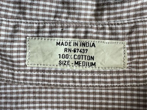 VINTAGE Ralph Lauren Polo Jeans Co Mens Medium Brown Ivory Check Button Up Shirt - Picture 17 of 22