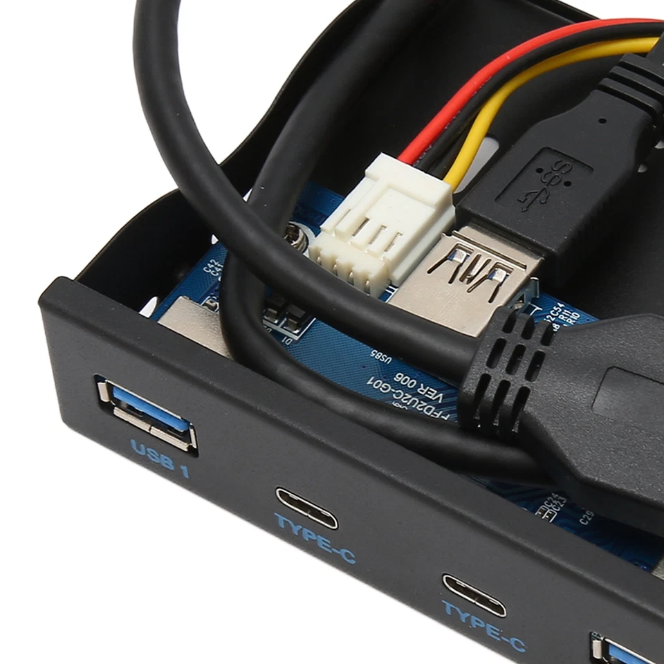 USB 3.2 Front Panel Hub USB3.2 TYPE C Floppy Drive Bay Panel 6 Ports Fit - Image 3 of 4