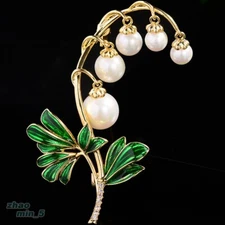 Vintage Pearl Flower Brooch Pin Crystal Rhinestone Brooches Party Jewelry Gifts