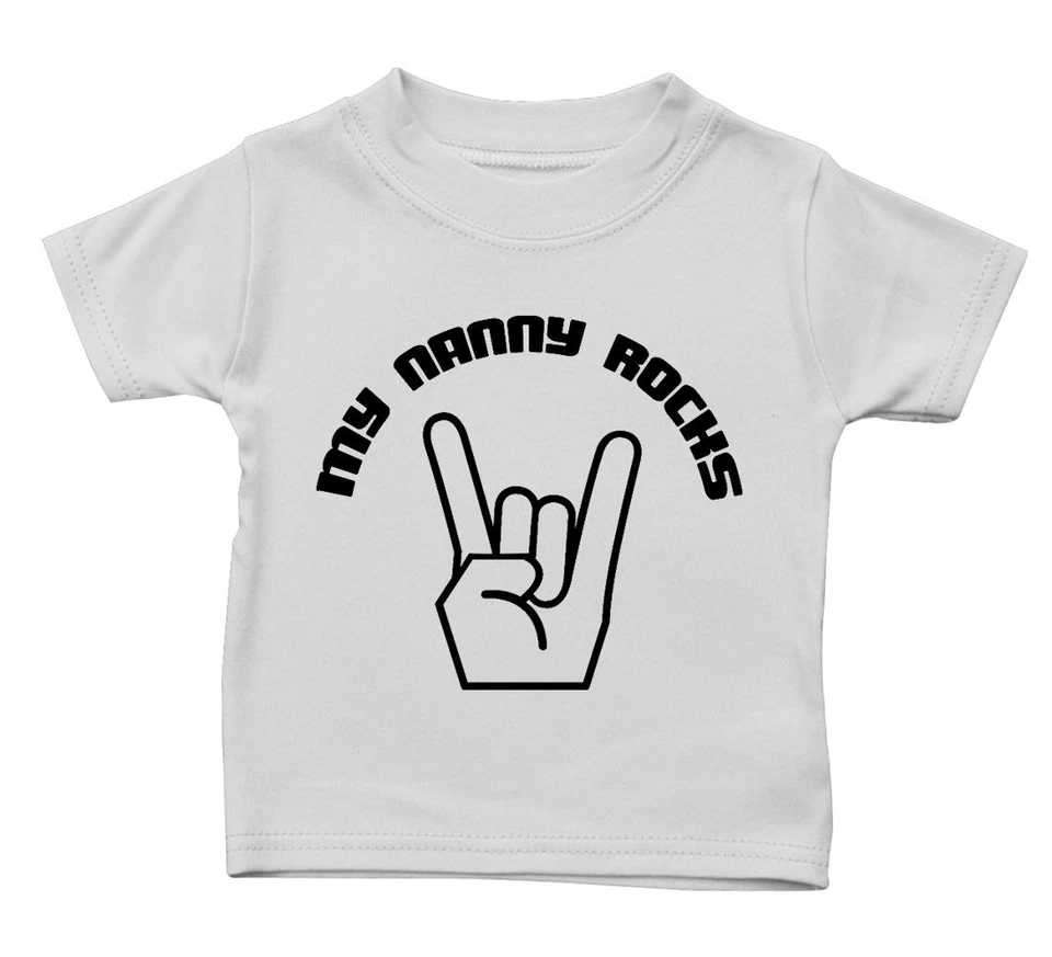 FUNKYTOTZ T-Shirt My Nanny Rocks lustig Baby Junge Mädchen Geschenk Geburtstag süß Musik Kind