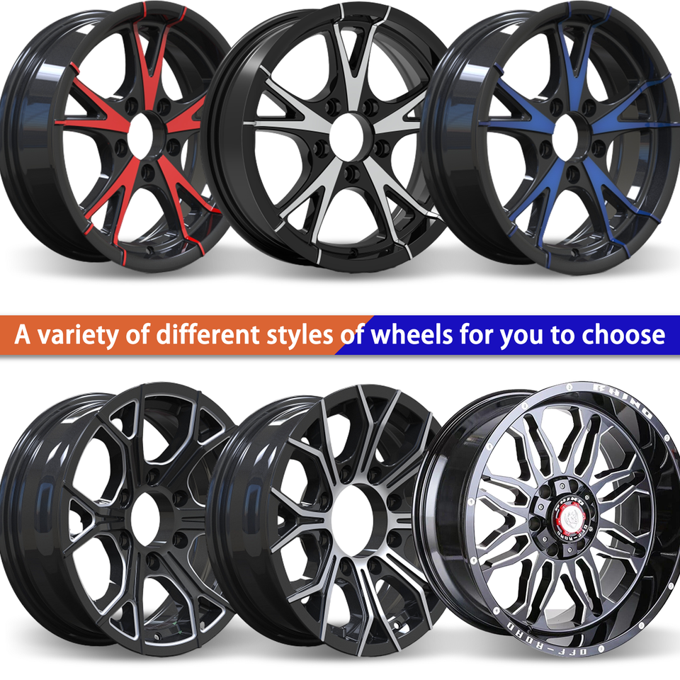 4PCS Aluminum Trailer Rims Wheel 14X5.5, 5X4.5 Black Machine Faced Only ...