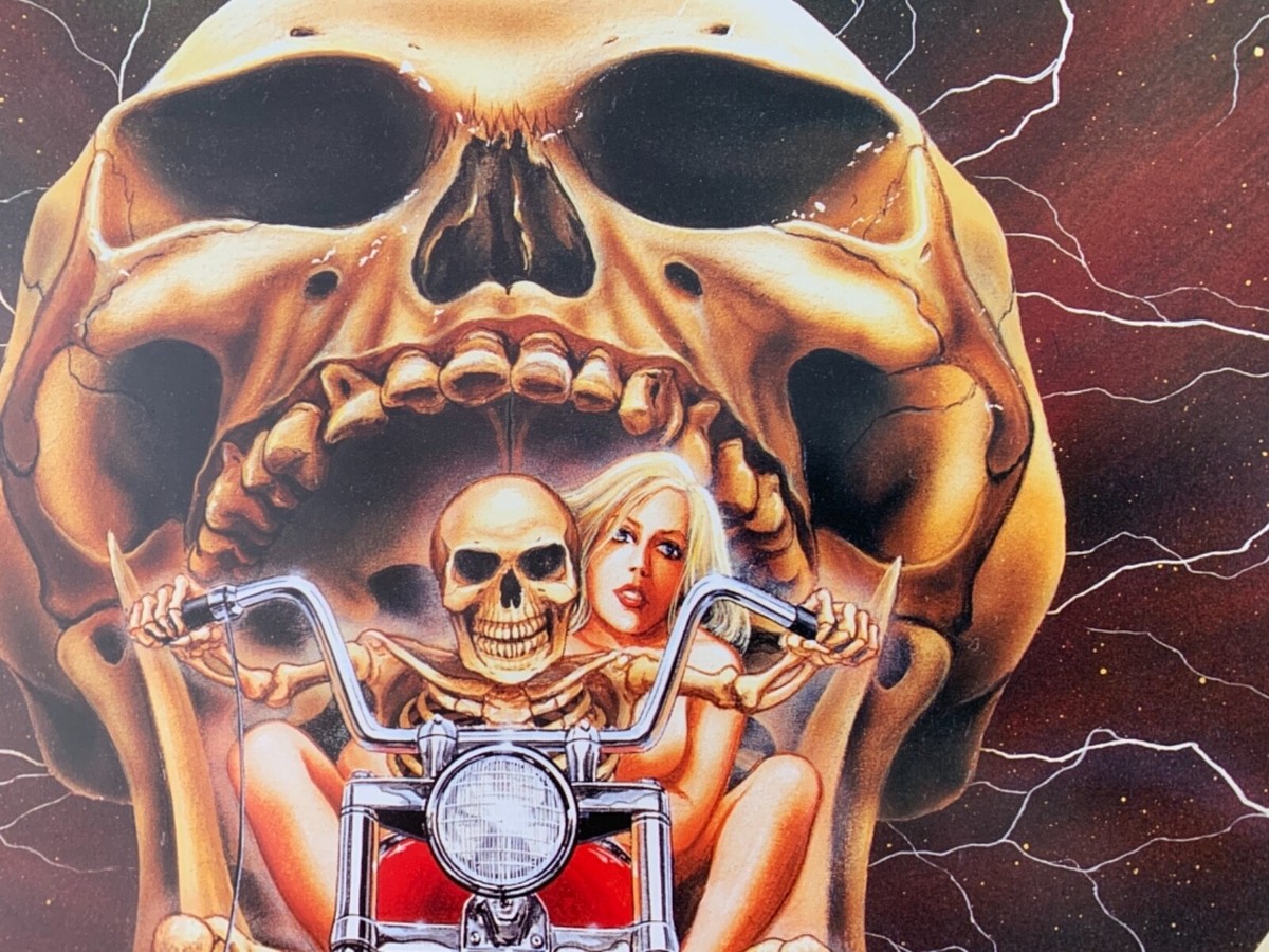 EASY RIDERS BY DAVID MANN,SKELETON IN A CHOPPER,RARE
