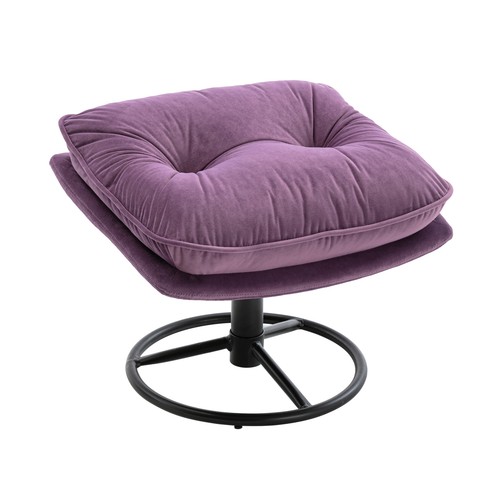 Velvet Swivel Accent Chair with Ottoman Set Armchair Sofa Lounge Chair Purple - Picture 8 of 12