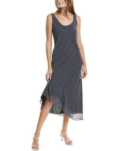 diane von furstenberg women ditsy floral Sleeveless maxi dress Size 2 Navy Y2K - Picture 3 of 10