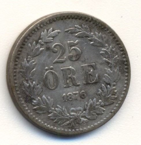 SWEDEN 25ore - silver, 1876, VF - Picture 2 of 2