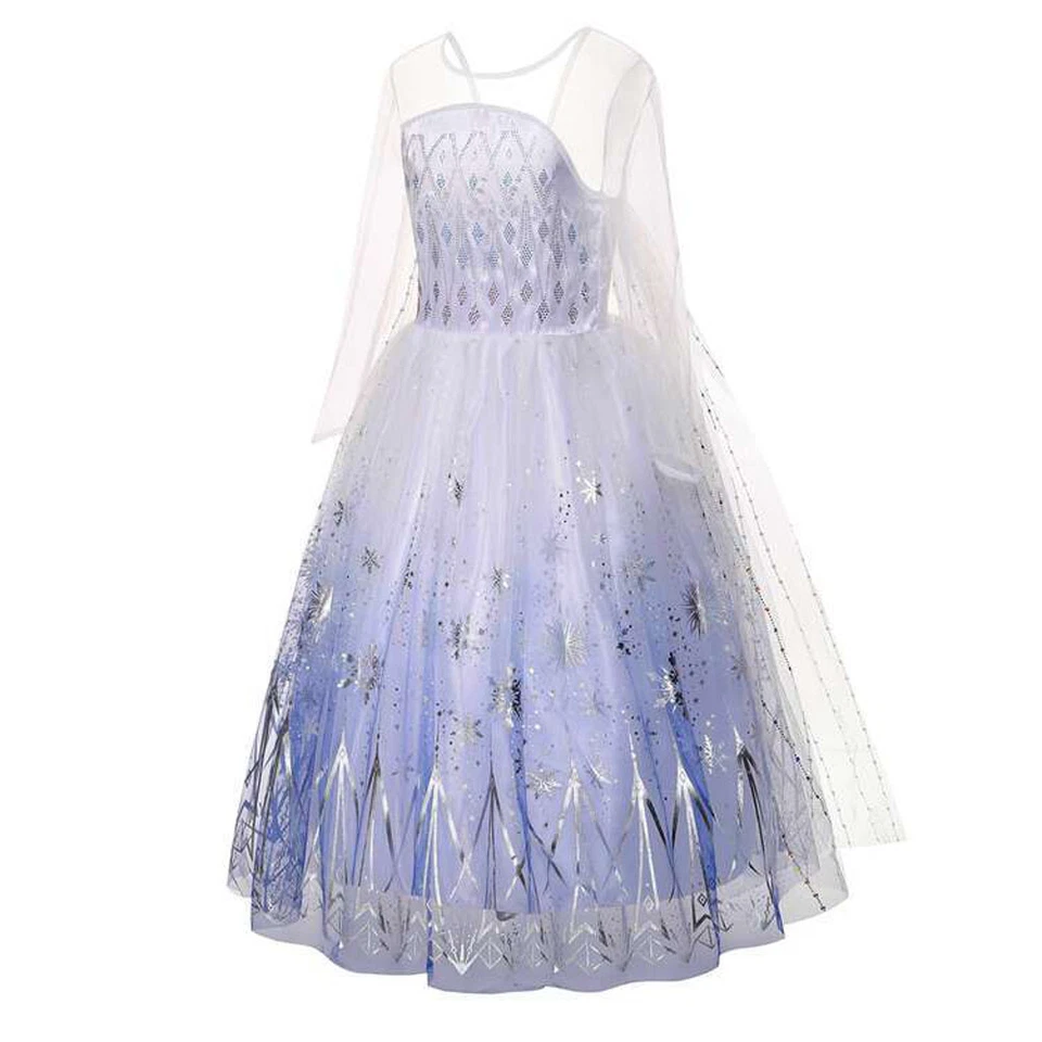 Fantasia de princesa infantil Frozen Snow Queen Trailing Disney vestido de Natal para meninas - Imagem 4 de 4