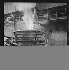 Untitled photo, : Columbia Steel Company at Ironton, Utah. Tapping a blast