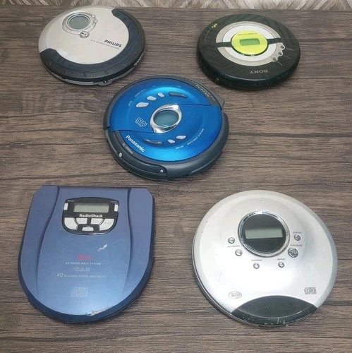 Vintage Portable CD Players Lot of 5 , For Parts And Repair Only