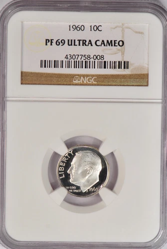 1960 Roosevelt Dime Proof NGC PF 69 ULTRA CAMEO PR69DCAM Old Holder Coin 10C