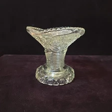 EAPG McKee Concord Pressed Clear Glass Punch Bowl Pedestal Stand. 5” Tall x 5” W