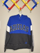 Size 8 / S Child Skater Style Adidas Blue Pullover Hoodie Good Used Condition