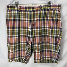 Polo Ralph Lauren Mens Madras Plaid Shorts Size 40 Flat Front Cotton 11.5  