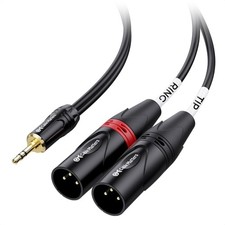 3.5Mm 1/8 Inch TRS to 2 XLR Cable, Male to Male Aux to Dual XLR Breakout Cable -
