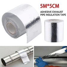 2Pc 2"x16' Adhesive Exhaust Header Pipe Wrap Heat Shield Tape Exhaust Heat Wrap