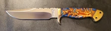 Impact Cutlery Custom D2 Steel Hunting Knife Blue Pine Cone Resin Handle- 2344