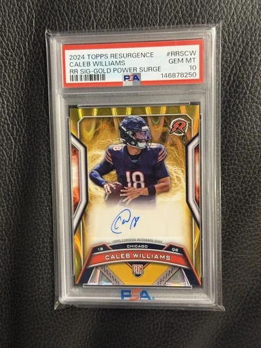 2025 Topps Resurgence Caleb Williams Rookie True Gold Surge Auto /50 PSA 10 Bear