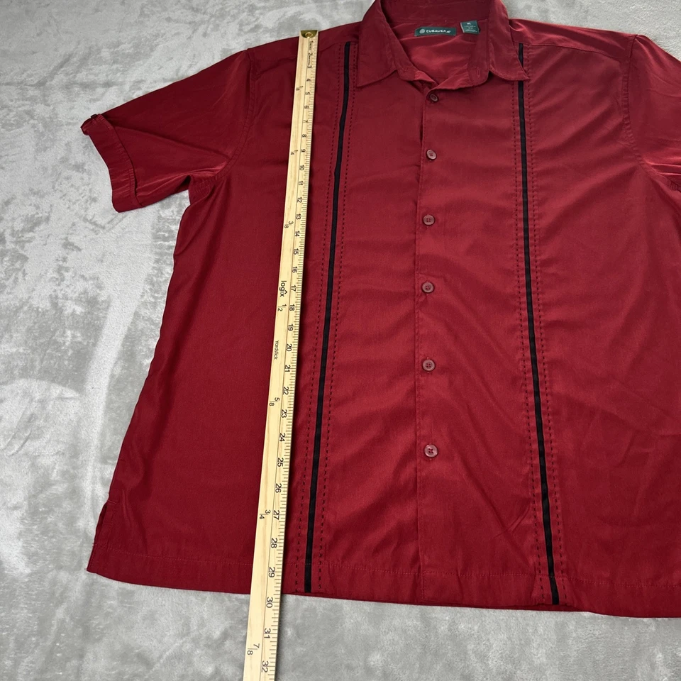 Camisa informal Cubavera manga corta abotonada calce para hombre talla XL roja Foto 4 de 4