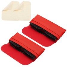 2 Pcs 6.7x3.1x1" Soft Leather Eyeglass Case with 2 Cleaning Clothes, Red