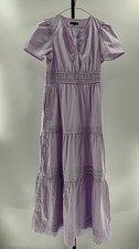 Quince Women Organic Cotton Poplin Tiered Maxi Dress Pastel Lilac S