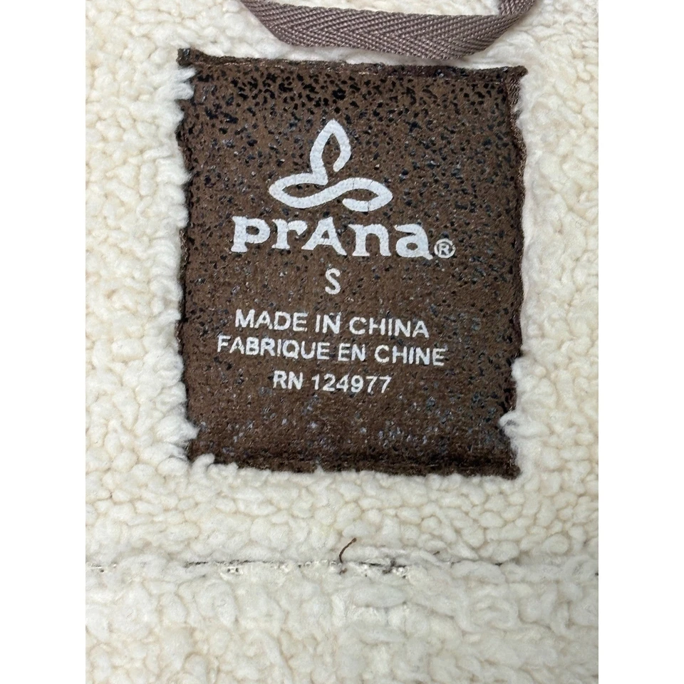 Chaqueta de aviador forrada de sherpa de gamuza sintética marrón PRANA para mujer talla S Foto 3 de 4