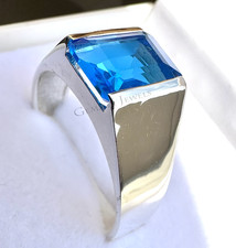 Blue Topaz Men's Ring For 925 Sterling Silver Men's Engagement Gift Ring