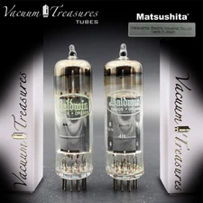 EL84 6BQ5 MATSUSHITA Amplitrex Matched Pair Gray Plate O Getter Japan Tubes