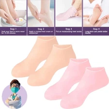 2 Pairs Women's Foot Care Silicone Socks,Women Foot spa Pedicure Silicone Socks