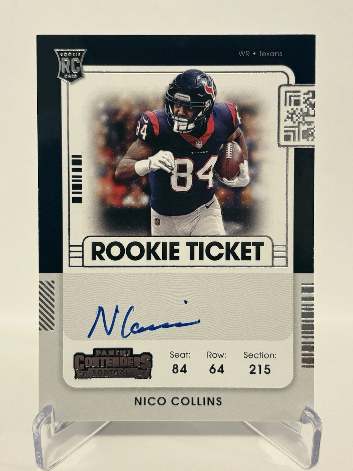 Nico Collins Panini Playoff Contenders Rookie Ticket Rps Autograph Preview Set #127 Variation-Red