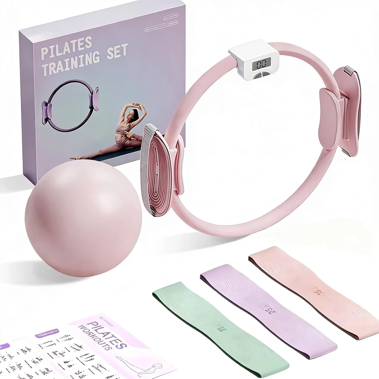 3-in-1 Smart Pilates Ring Set with LCD Display | Includes Ball & Resistance Band