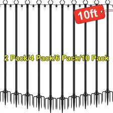 String Light Poles 10Ft Metal Poles for Outdoor String Lights Metal Stand Deck