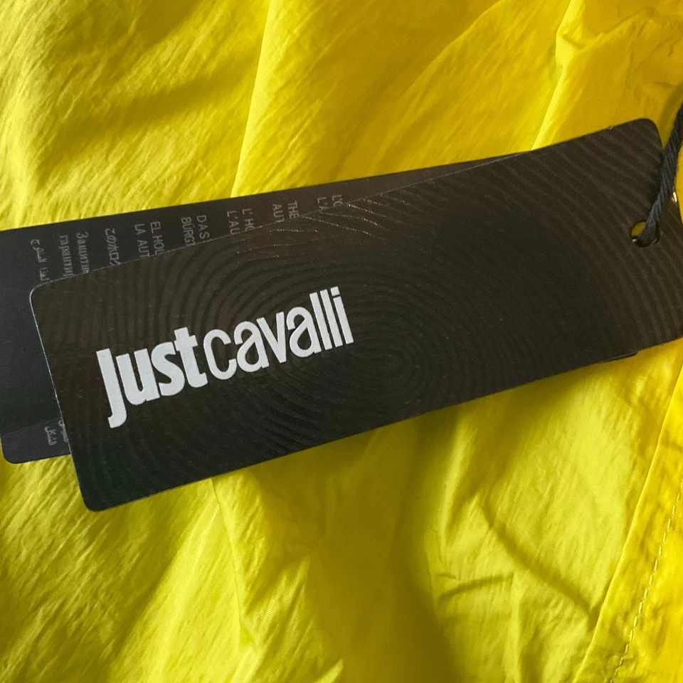 Just Cavalli Jogger Track Pants Mens Size 42 Green Yellow Zip Pockets - Image 3 of 4