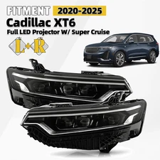 Full LED Headlight For 2020-2025 Cadillac XT6 Projector W/ Super Cruise L+R Pair