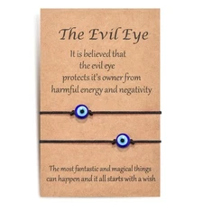 Handmade Evil Eye Bracelets Set with Card String Bracelet Kabbalah Protection Ra