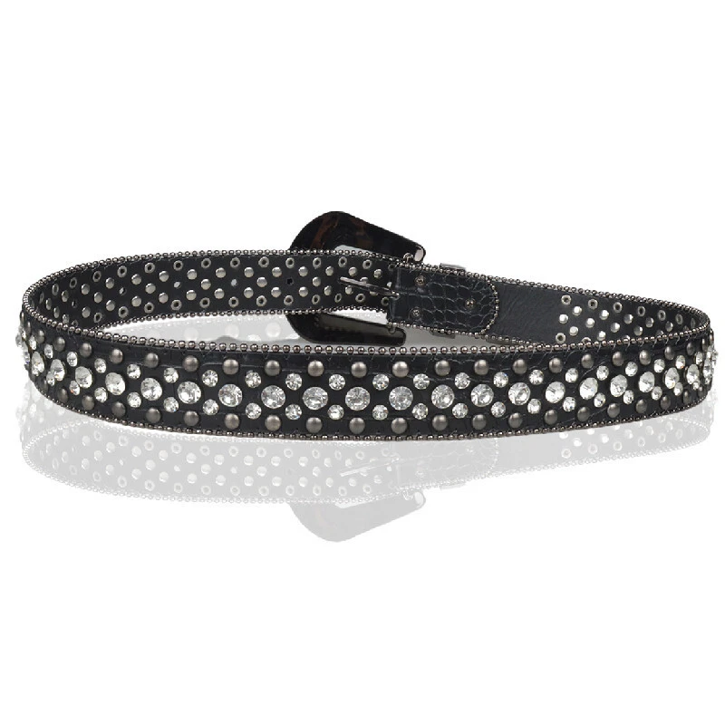 NUOVA cintura uomo donna western strass cowgirl cowboy cristallo punk belt - Immagine 2 di 2